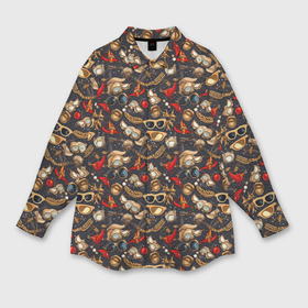 Мужская рубашка oversize 3D с принтом Паттерн из красных абстрактных очков в Кировске,  |  | Тематика изображения на принте: 