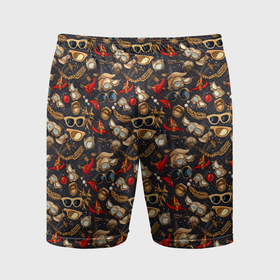 Мужские шорты спортивные с принтом Паттерн из красных абстрактных очков в Кировске,  |  | Тематика изображения на принте: 