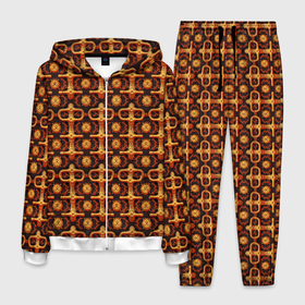 Мужской костюм 3D с принтом Оранжевый деревянный абстрактный паттерн в Петрозаводске, 100% полиэстер | Манжеты и пояс оформлены тканевой резинкой, двухслойный капюшон со шнурком для регулировки, карманы спереди | 