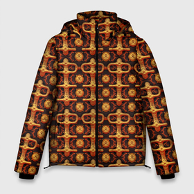Мужская зимняя куртка 3D с принтом Оранжевый деревянный абстрактный паттерн в Кировске, верх — 100% полиэстер; подкладка — 100% полиэстер; утеплитель — 100% полиэстер | длина ниже бедра, свободный силуэт Оверсайз. Есть воротник-стойка, отстегивающийся капюшон и ветрозащитная планка. 

Боковые карманы с листочкой на кнопках и внутренний карман на молнии. | Тематика изображения на принте: 