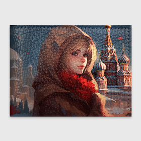 Обложка для студенческого билета с принтом Русская девушка в России в стиле аниме в Тюмени, натуральная кожа | Размер: 11*8 см; Печать на всей внешней стороне | 