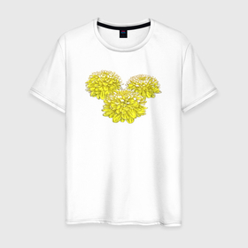 Мужская футболка хлопок с принтом Хризантемы , 100% хлопок | прямой крой, круглый вырез горловины, длина до линии бедер, слегка спущенное плечо. | 