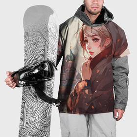 Накидка на куртку 3D с принтом Русская девушка в аниме стиле , 100% полиэстер |  | Тематика изображения на принте: 