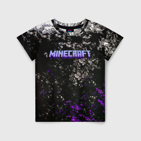 Детская футболка 3D с принтом Minecraft брызги красок неон в Белгороде, 100% гипоаллергенный полиэфир | прямой крой, круглый вырез горловины, длина до линии бедер, чуть спущенное плечо, ткань немного тянется | 