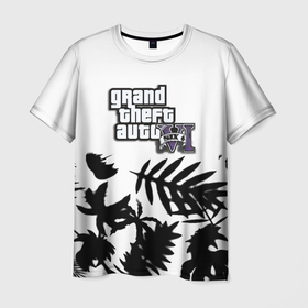 Мужская футболка 3D с принтом GTA6 tropic game в Кировске, 100% полиэфир | прямой крой, круглый вырез горловины, длина до линии бедер | 