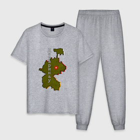 Мужская пижама хлопок с принтом Осетия Дзуарикау , 100% хлопок | брюки и футболка прямого кроя, без карманов, на брюках мягкая резинка на поясе и по низу штанин
 | 