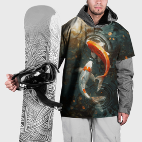 Накидка на куртку 3D с принтом Карпы в пруду , 100% полиэстер |  | Тематика изображения на принте: 
