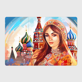 Магнитный плакат 3Х2 с принтом Русская девушка на фоне   Москвы в Тюмени, Полимерный материал с магнитным слоем | 6 деталей размером 9*9 см | 