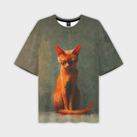 Мужская футболка oversize 3D с принтом Серьезный рыжий кот в Тюмени,  |  | 