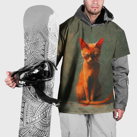 Накидка на куртку 3D с принтом Серьезный рыжий кот , 100% полиэстер |  | Тематика изображения на принте: 