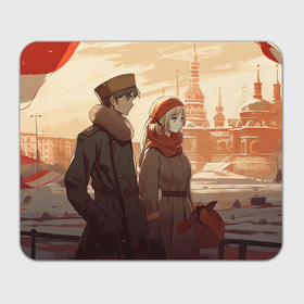 Прямоугольный коврик для мышки с принтом Русские парень и девушка в стиле аниме , натуральный каучук | размер 230 х 185 мм; запечатка лицевой стороны | Тематика изображения на принте: 