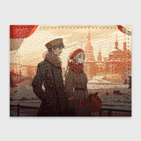 Обложка для студенческого билета с принтом Русские парень и девушка в стиле аниме в Санкт-Петербурге, натуральная кожа | Размер: 11*8 см; Печать на всей внешней стороне | 