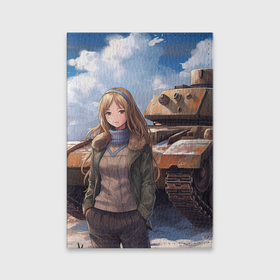 Обложка для паспорта матовая кожа с принтом Русская боевая девушка на фоне танка в Новосибирске, натуральная матовая кожа | размер 19,3 х 13,7 см; прозрачные пластиковые крепления | 