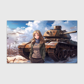 Бумага для упаковки 3D с принтом Русская боевая девушка на фоне танка в Белгороде, пластик и полированная сталь | круглая форма, металлическое крепление в виде кольца | Тематика изображения на принте: 