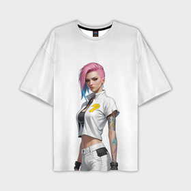 Мужская футболка oversize 3D с принтом Девушка в белом Cyberpunk 2077 в Курске,  |  | 