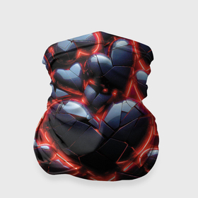 Бандана-труба 3D с принтом Разбитые сердца и красный неон , 100% полиэстер, ткань с особыми свойствами — Activecool | плотность 150‒180 г/м2; хорошо тянется, но сохраняет форму | 