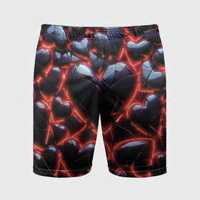 Мужские шорты спортивные с принтом Разбитые сердца и красный неон в Белгороде,  |  | 