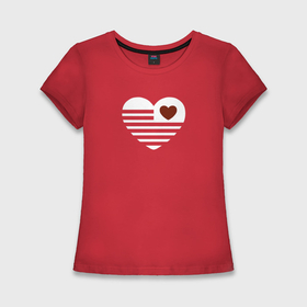 Женская футболка хлопок Slim с принтом Полосатое сердечко в Петрозаводске,  |  | 