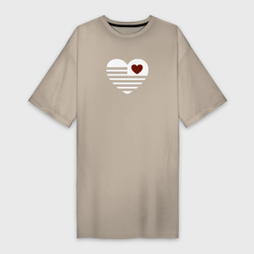Платье-футболка хлопок с принтом Полосатое сердечко ,  |  | Тематика изображения на принте: 
