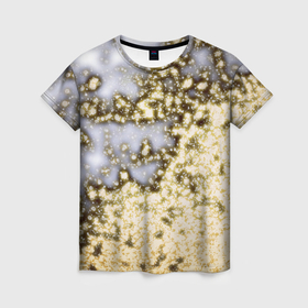 Женская футболка 3D с принтом Магический серо золотой в Курске, 100% полиэфир ( синтетическое хлопкоподобное полотно) | прямой крой, круглый вырез горловины, длина до линии бедер | 