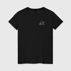 Женская футболка хлопок с принтом Сатурн минимализм в Курске, 100% хлопок | прямой крой, круглый вырез горловины, длина до линии бедер, слегка спущенное плечо | 