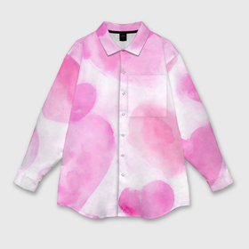 Мужская рубашка oversize 3D с принтом Розовые сердечки акварель в Петрозаводске,  |  | Тематика изображения на принте: 