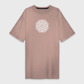 Платье-футболка хлопок с принтом Мандала цветок ,  |  | Тематика изображения на принте: 
