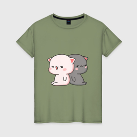 Женская футболка хлопок с принтом Любимые котики в Тюмени, 100% хлопок | прямой крой, круглый вырез горловины, длина до линии бедер, слегка спущенное плечо | 