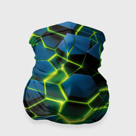 Бандана-труба 3D с принтом Разлом зеленых неоновых плит в Екатеринбурге, 100% полиэстер, ткань с особыми свойствами — Activecool | плотность 150‒180 г/м2; хорошо тянется, но сохраняет форму | 
