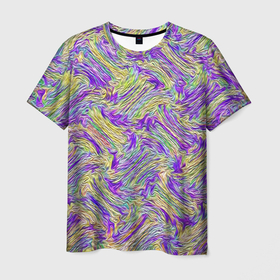 Мужская футболка 3D с принтом Абстрактная разноцветная вязка в Тюмени, 100% полиэфир | прямой крой, круглый вырез горловины, длина до линии бедер | 