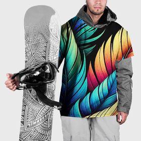 Накидка на куртку 3D с принтом Color feathers   neon в Петрозаводске, 100% полиэстер |  | 