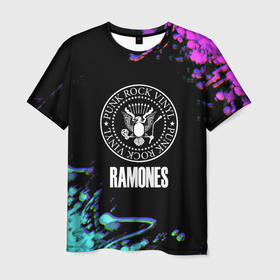 Мужская футболка 3D с принтом Ramones rock colors , 100% полиэфир | прямой крой, круглый вырез горловины, длина до линии бедер | Тематика изображения на принте: 