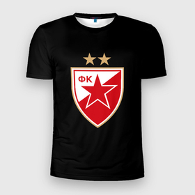 Мужская футболка 3D Slim с принтом Црвена Звезда logo fc в Екатеринбурге, 100% полиэстер с улучшенными характеристиками | приталенный силуэт, круглая горловина, широкие плечи, сужается к линии бедра | Тематика изображения на принте: 