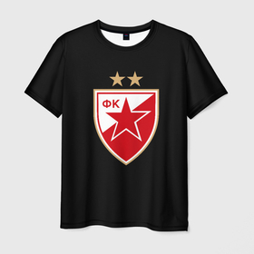 Мужская футболка 3D с принтом Црвена Звезда logo fc , 100% полиэфир | прямой крой, круглый вырез горловины, длина до линии бедер | Тематика изображения на принте: 