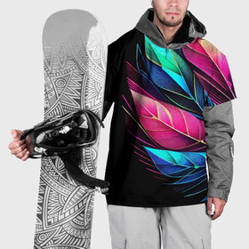 Накидка на куртку 3D с принтом Букет из цветных перьев   неон в Петрозаводске, 100% полиэстер |  | Тематика изображения на принте: 