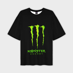 Мужская футболка oversize 3D с принтом Monster energy green logo в Тюмени,  |  | Тематика изображения на принте: 
