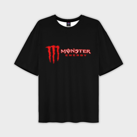 Мужская футболка oversize 3D с принтом Monster energy red color в Петрозаводске,  |  | 