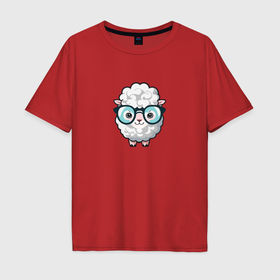 Мужская футболка хлопок Oversize с принтом Забавный барашек в Белгороде, 100% хлопок | свободный крой, круглый ворот, “спинка” длиннее передней части | Тематика изображения на принте: 