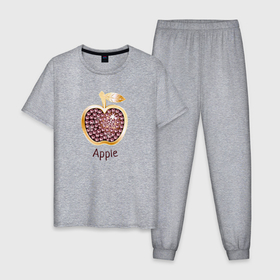 Мужская пижама хлопок с принтом Яблоко бриллиантовое в Петрозаводске, 100% хлопок | брюки и футболка прямого кроя, без карманов, на брюках мягкая резинка на поясе и по низу штанин
 | 