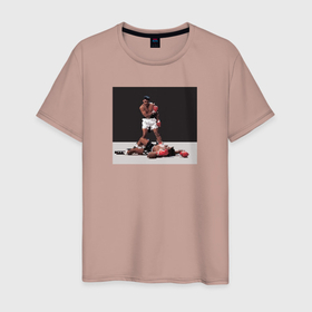 Мужская футболка хлопок с принтом Боксеры   пиксельный нокаут в Екатеринбурге, 100% хлопок | прямой крой, круглый вырез горловины, длина до линии бедер, слегка спущенное плечо. | 