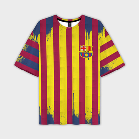 Мужская футболка oversize 3D с принтом Полосатые  цвета футбольного клуба Барселона в Петрозаводске,  |  | 