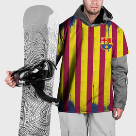 Накидка на куртку 3D с принтом Полосатые  цвета футбольного клуба Барселона в Курске, 100% полиэстер |  | 