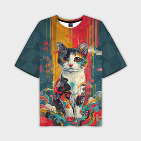 Мужская футболка oversize 3D с принтом Удивительно красочный котик ,  |  | 