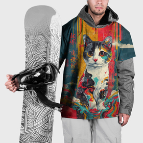 Накидка на куртку 3D с принтом Удивительно красочный котик , 100% полиэстер |  | 