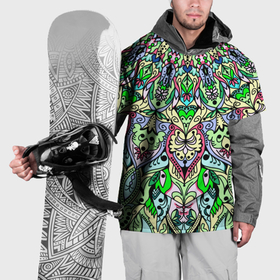 Накидка на куртку 3D с принтом Мандала маркером светло зелёный pop art в Курске, 100% полиэстер |  | 