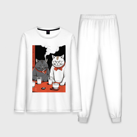 Мужская пижама с лонгсливом хлопок с принтом MoMo   Смеющиеся коты в японском стиле ,  |  | Тематика изображения на принте: 