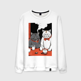 Мужской свитшот хлопок с принтом MoMo   Смеющиеся коты в японском стиле , 100% хлопок |  | Тематика изображения на принте: 