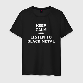 Мужская футболка хлопок с принтом Listen to Black Metal в Курске, 100% хлопок | прямой крой, круглый вырез горловины, длина до линии бедер, слегка спущенное плечо. | 