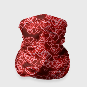 Бандана-труба 3D с принтом Неоновые сердечки красные в Екатеринбурге, 100% полиэстер, ткань с особыми свойствами — Activecool | плотность 150‒180 г/м2; хорошо тянется, но сохраняет форму | 
