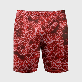 Мужские шорты спортивные с принтом Неоновые сердечки красные в Белгороде,  |  | 